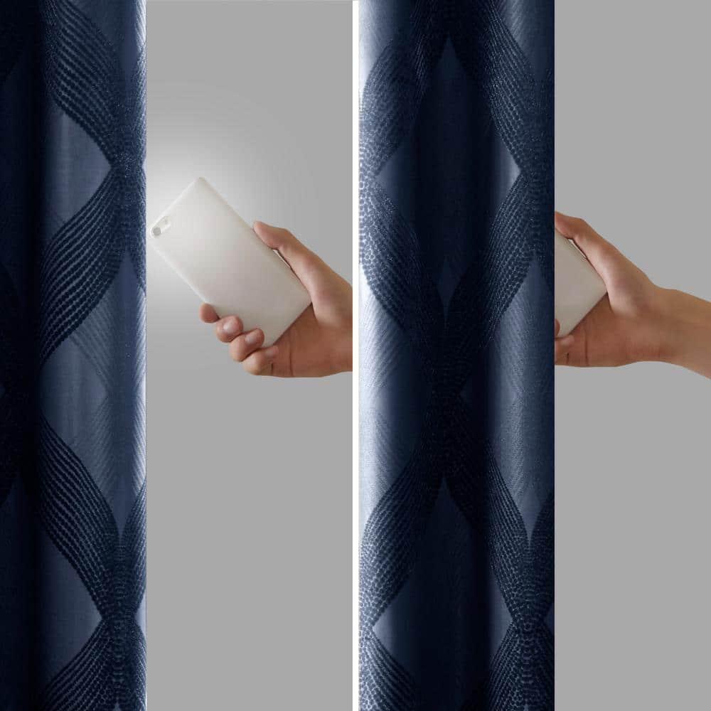 Madison Park Bentley Ogee Knitted Jacquard Geometric Total Blackout Single Curtain Panel
