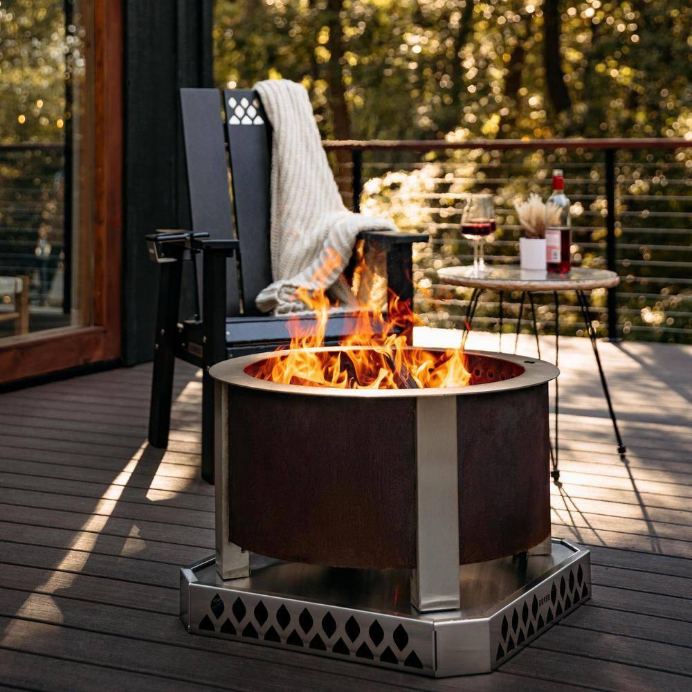 Breeo X Series 24 Corten Smokeless Fire Pit 24 in. W Corten Steel Outdoor Round Wood Fire Pit