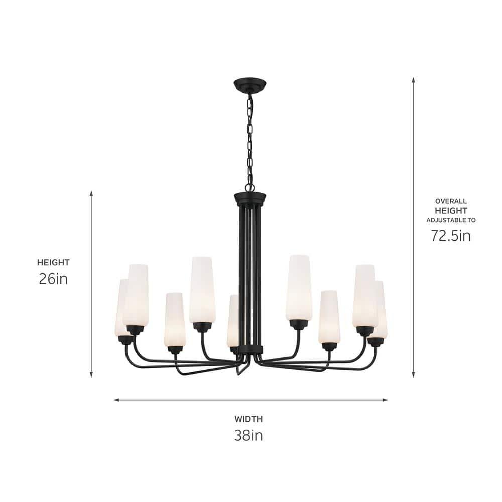 52481BK-Kichler Lighting-Truby - 9 Light Large Chandelier In Art Deco Style-26 Inches Tall-Black Finish    -Traditional Installation