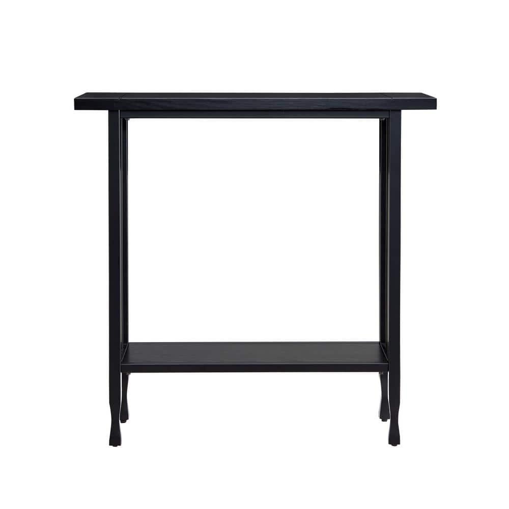 Leick Home 11232-BK Ironcraft Rustic Console Table, Black Wash