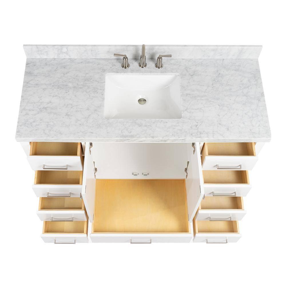 Cambridge 54'' Single Bathroom Vanity with Carrara Marble Top