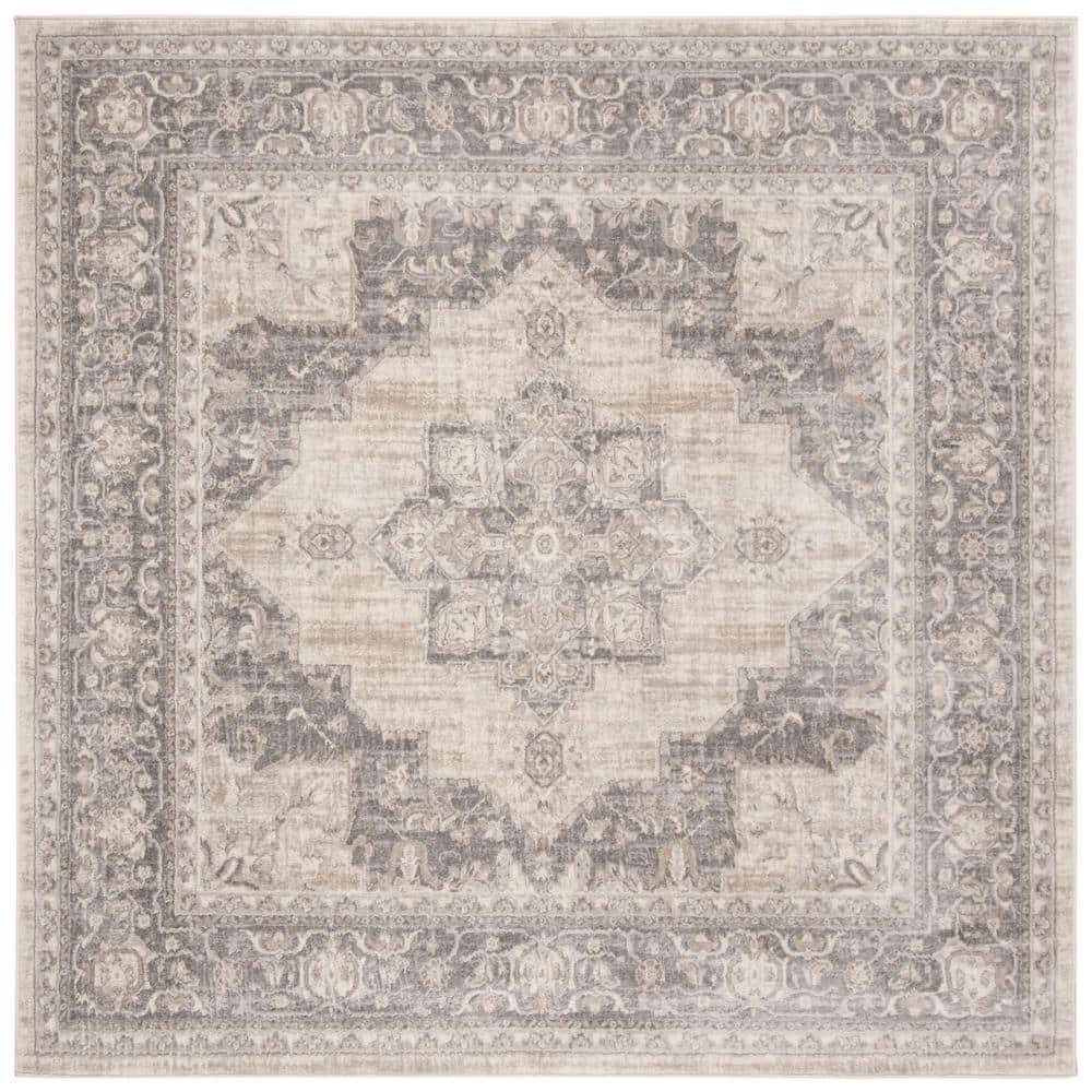 Brentwood BNT865 Power Loomed Indoor Area Rug - Cream/Grey - 5'x5' - Safavieh