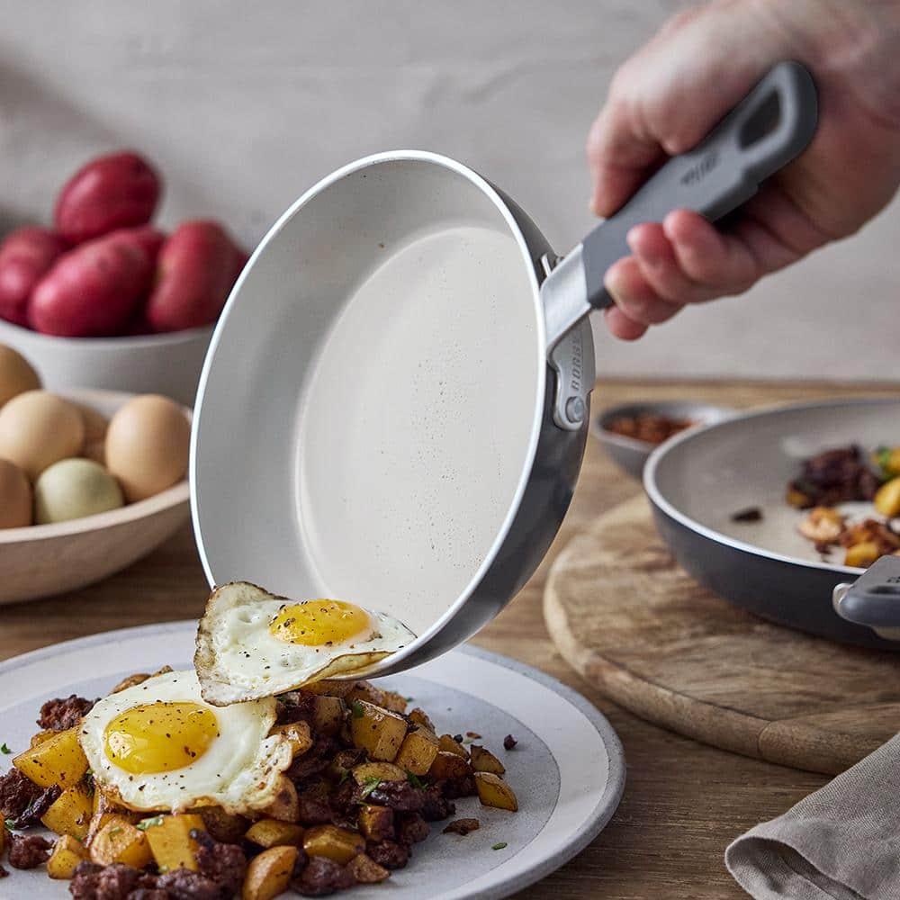 Bobby Flay 2pk (8" & 10") Ceramic Nonstick Aluminum Fry Pan Set Graphite Gray: Dishwasher-Safe, Lifetime Warranty