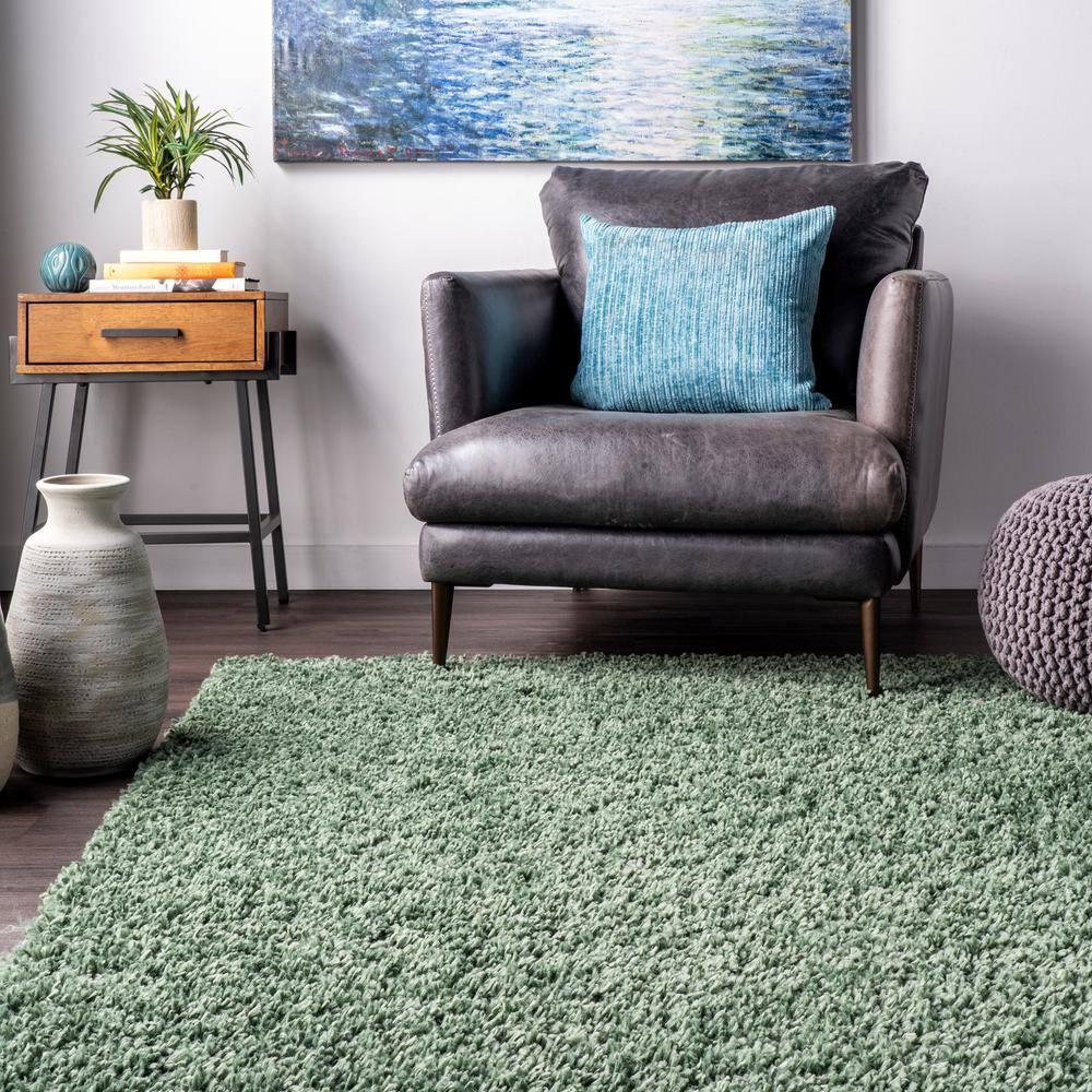 Nuloom Kara Solid 6 Round Shag Indoor Area Rug for Living Room Bedroom Dining Room Nursery, Green
