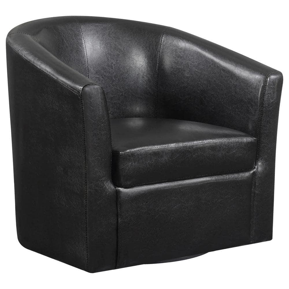 Upholstery Sloped Arm Swivel Accent Chair Dark Brown