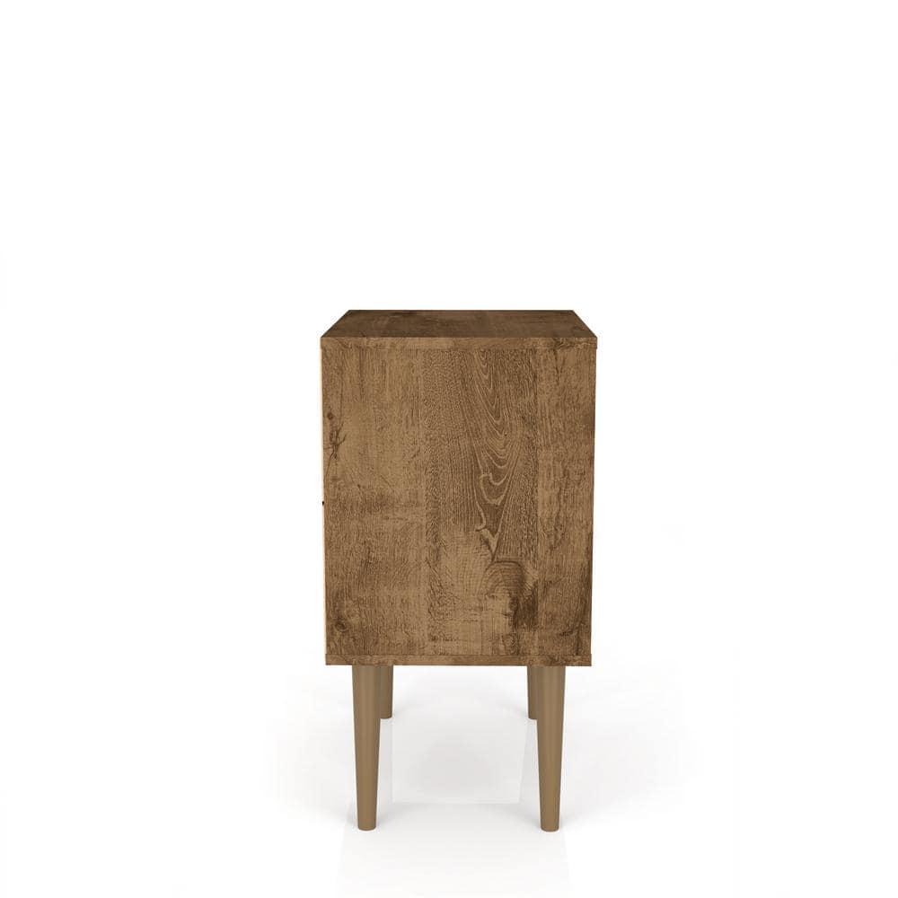 Liberty 1.0 Mid Century Modern Nightstand Rustic Brown/Yellow - Manhattan Comfort