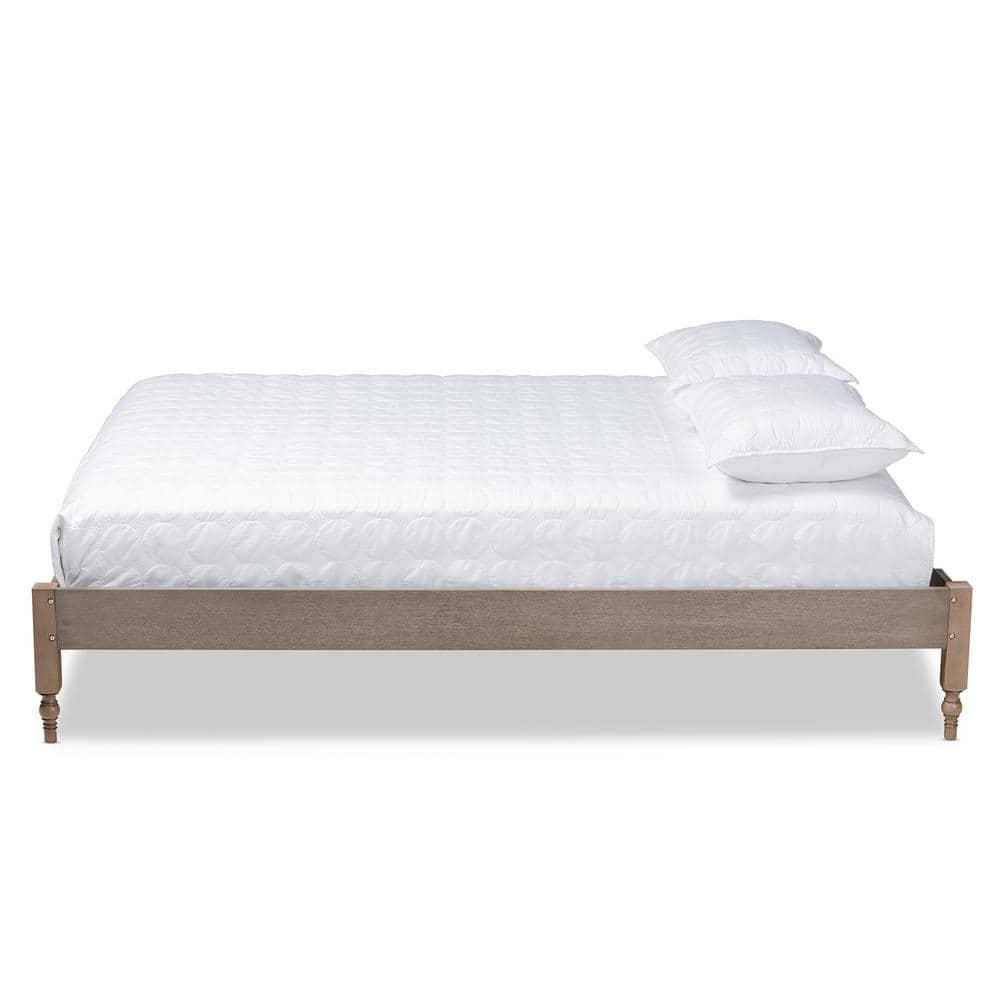 Queen Laure French Bohemian Wood Platform Bed Frame Weathered Gray - Baxton Studio: Ash Walnut Finish, No Box Spring Required