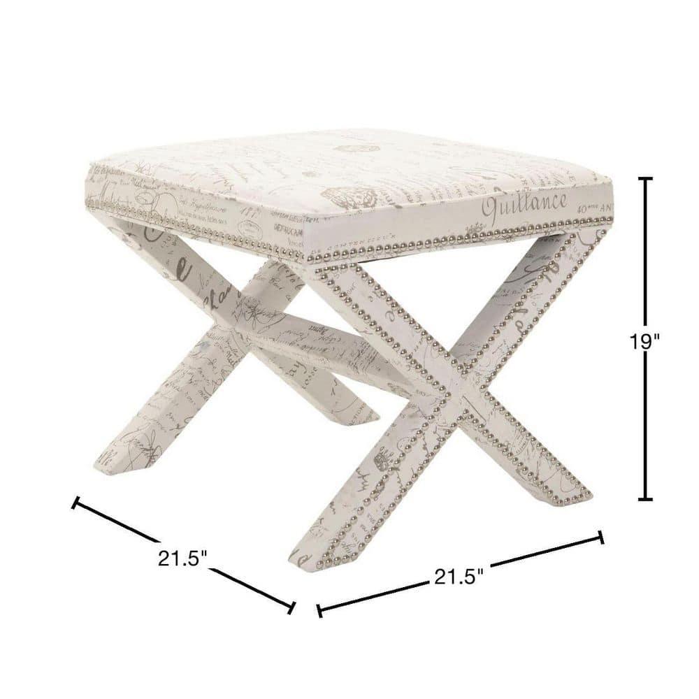 Palmer Ottoman With Silver Nailhead - MCR4589 - Multi/Beige - Safavieh