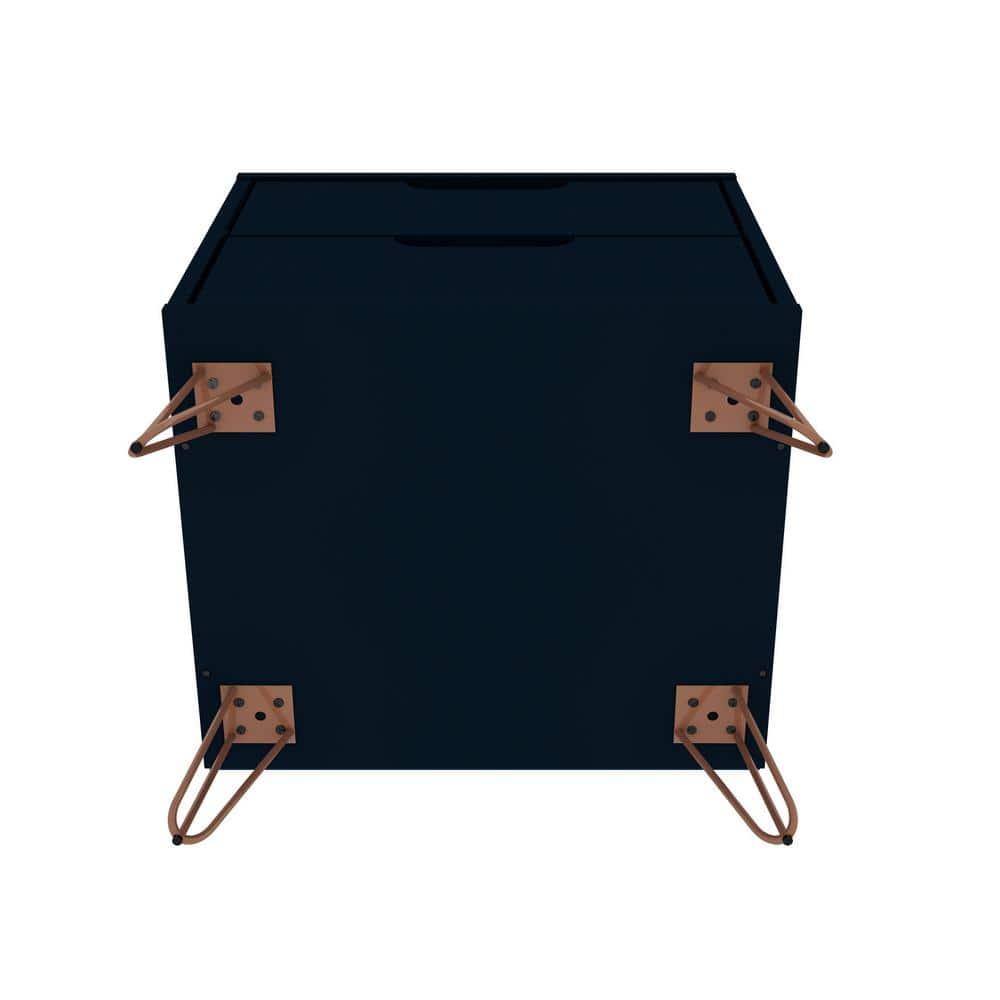 Set of 2 Rockefeller 2 Drawer Nightstands Tatiana Midnight Blue - Manhattan Comfort: Modern Splayed Metal Legs, MDF