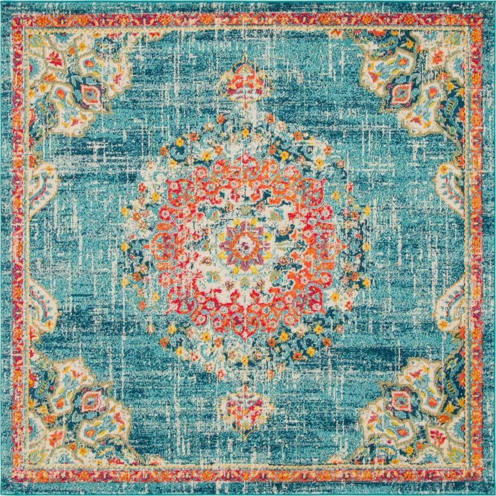 Unique Loom Penrose Collection Area Rug - Alexis (8'Square, Blue/ Gray)