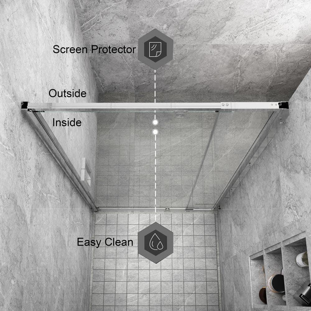 36 in.W - 72 in.H Pivot Shower Door with Clear Glass and Stainless Steel Handle