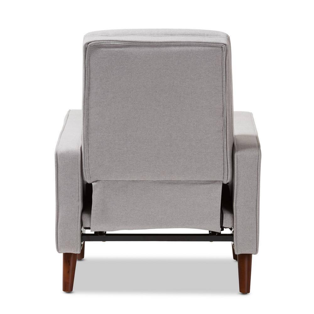 Mathias Mid Century Modern Fabric Upholstered Lounge Chair Light Gray - Baxton Studio: Recliner, Home Office Furniture