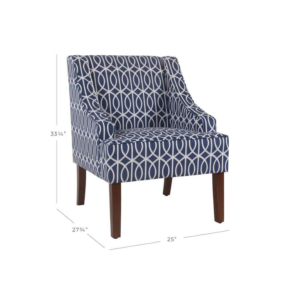 HomePop Classic Swoop Accent ArmChair - Cream and Blue Geometric