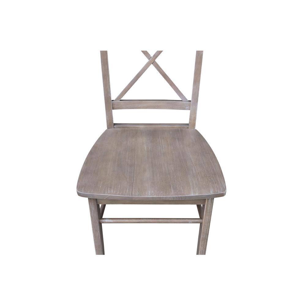 Set of 2 X Back Chairs with Solid Wood Seat Washed Gray/Taupe - International Concepts