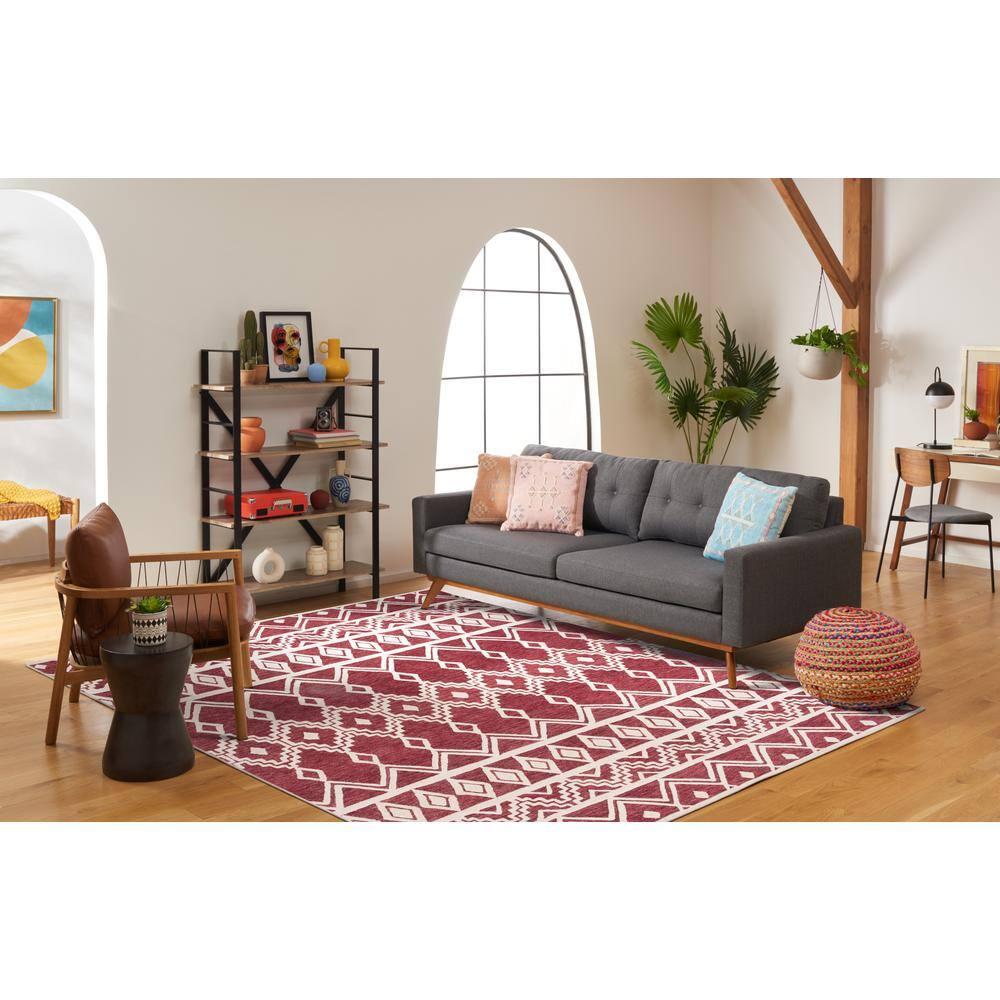 Abstract ABT851 Handmade Indoor Area Rug - Red/Ivory - 8'x10' - Safavieh