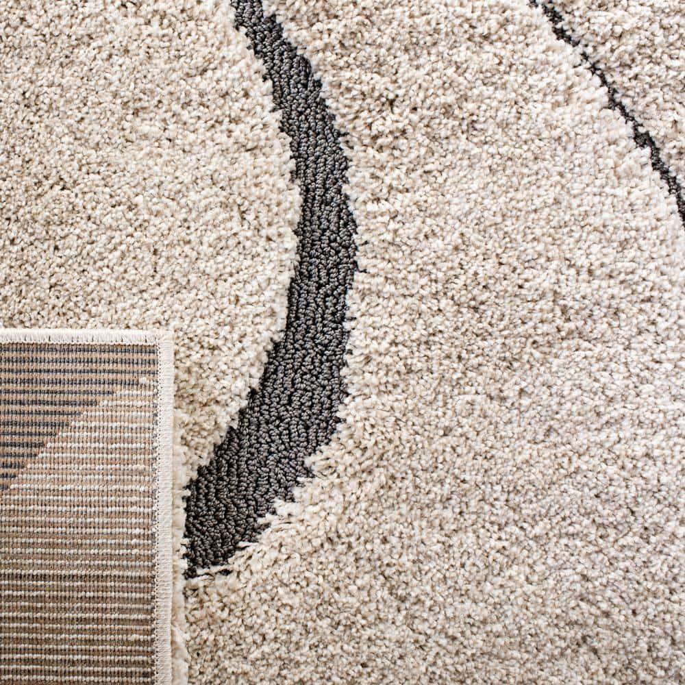 Florida Shag SG471 Power Loomed Indoor Area Rug - Cream/Grey - 9'x12' - Safavieh