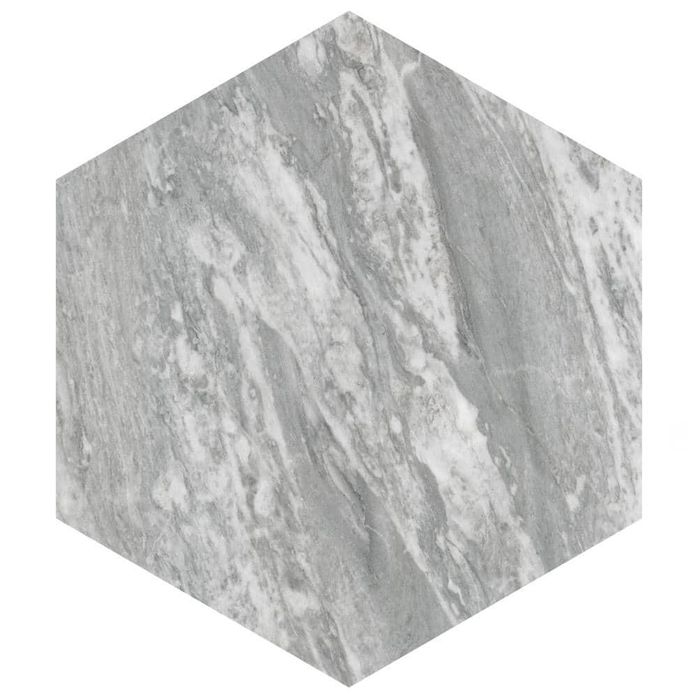 Marbilia Hex Bardiglio w/Biotech 11" x 13" Porcelain Marble Look Wall & Floor Tile