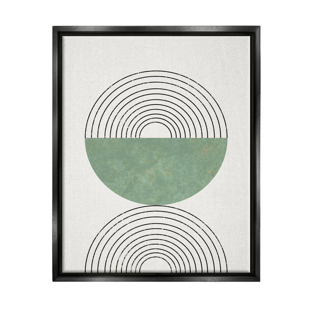 Stupell Industries Abstract Geometric Circular Study Curved Art Deco Jet Black Framed Floating Canvas Wall Art, 16x20, by Daphne Polselli