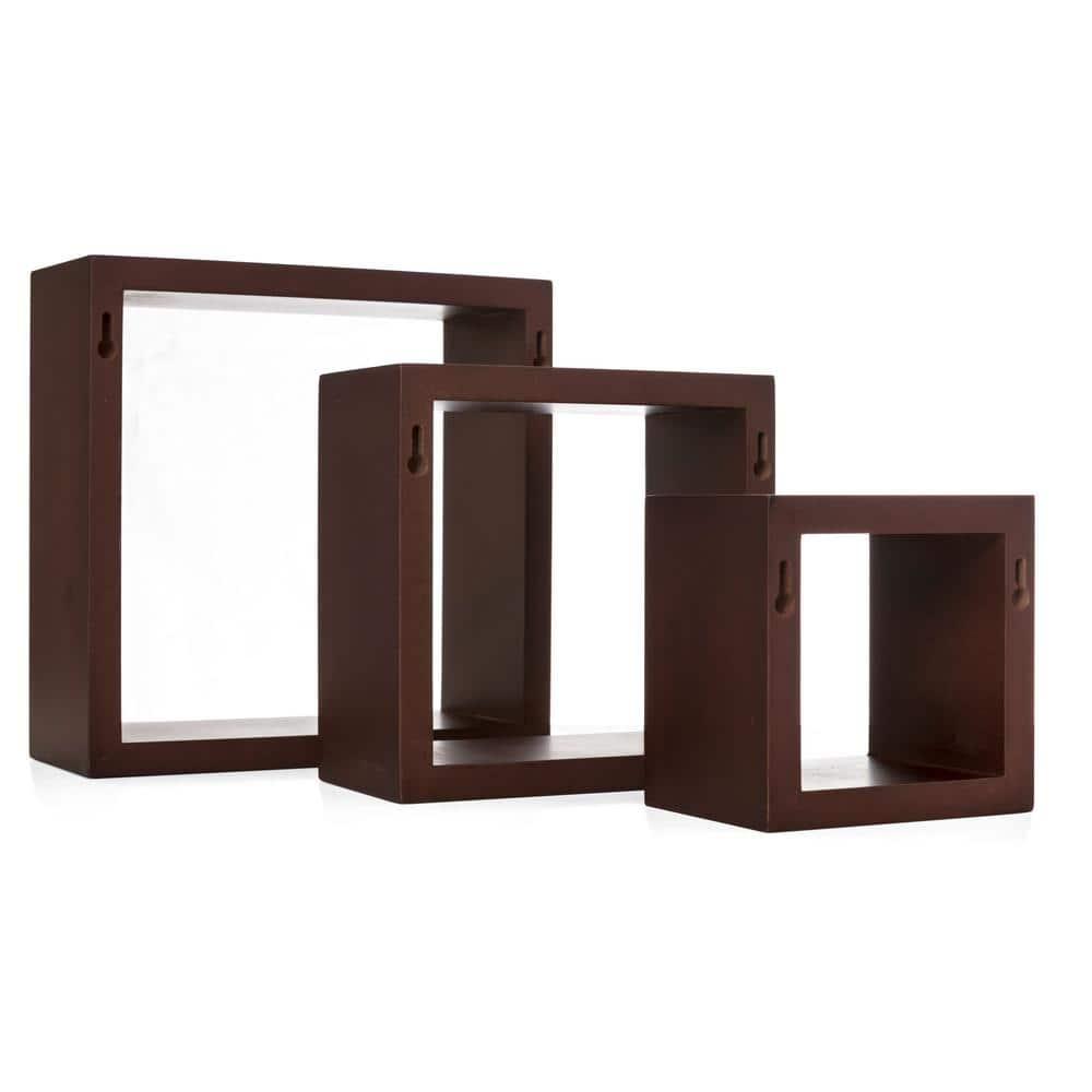 kieragrace KG Modern  Cubbi Floating Wall Shelves Espresso Engineered Wood