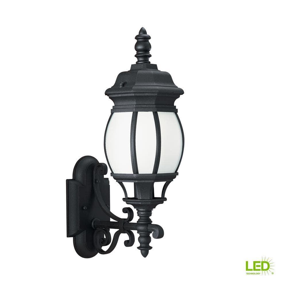 Wynfield 1-Light Black Outdoor 19.75 in. Wall Lantern Sconce with LED Bulb