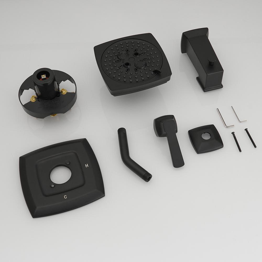 Single Handle 2-Spray Rainfall Square Shower Faucet Set 1.8 GPM with Tub Spout Combo High pressure