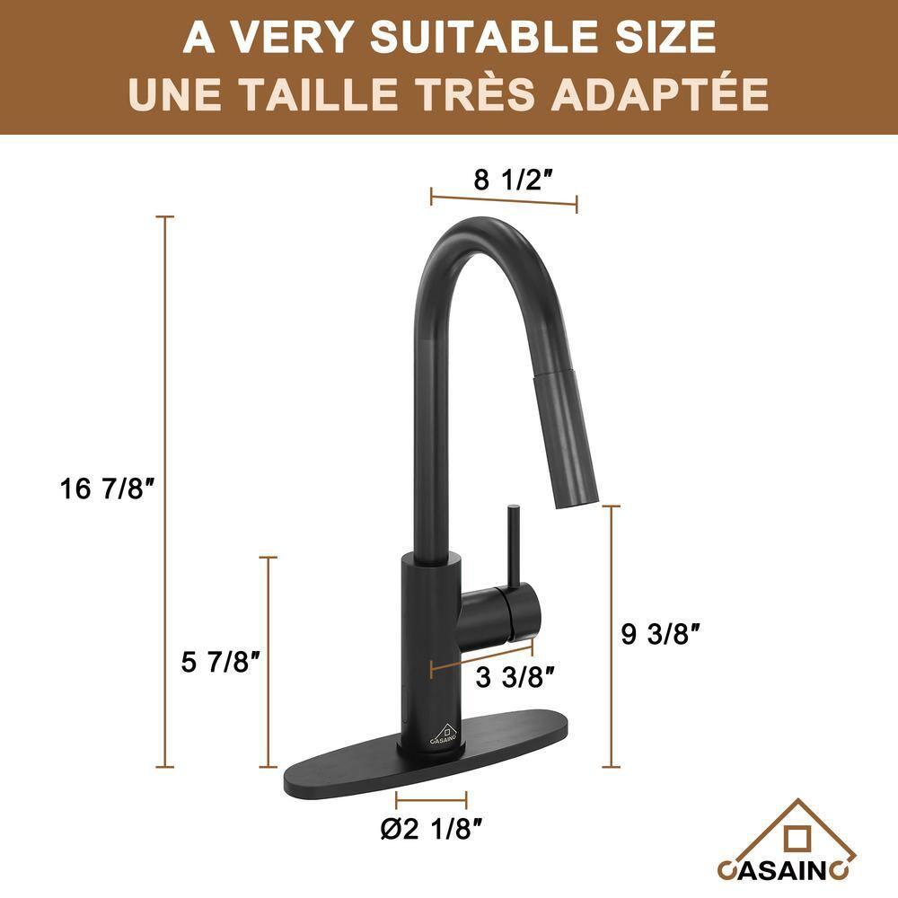 Willow Single-Handle Pull Down Sprayer Kitchen Faucet with Infrared Sensor, Soap Dispenser and Deck Plate