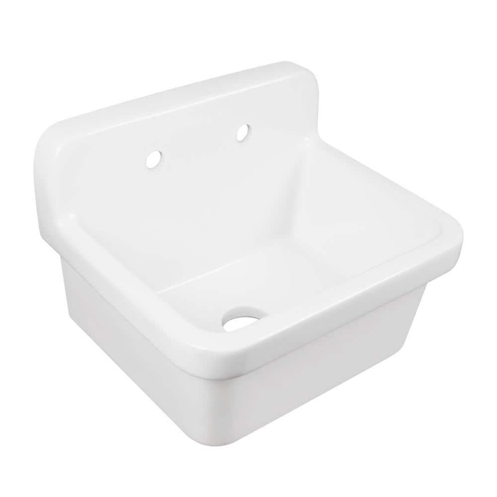 DeerValley 24"×19.7" Vitreous China Wall Mount Utility Sink Farm Style High Back Laundry Sink