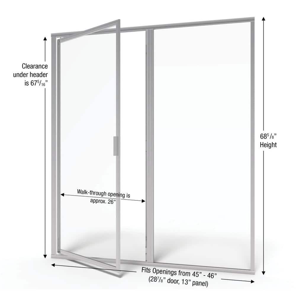 Deluxe 46" x 68.63" Pivot Framed Shower Door
