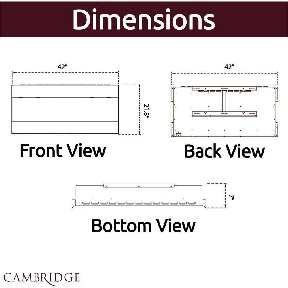 Cambridge Cambridge Recessed Wall Mounted Electric Fireplace with Crystal Rock Display