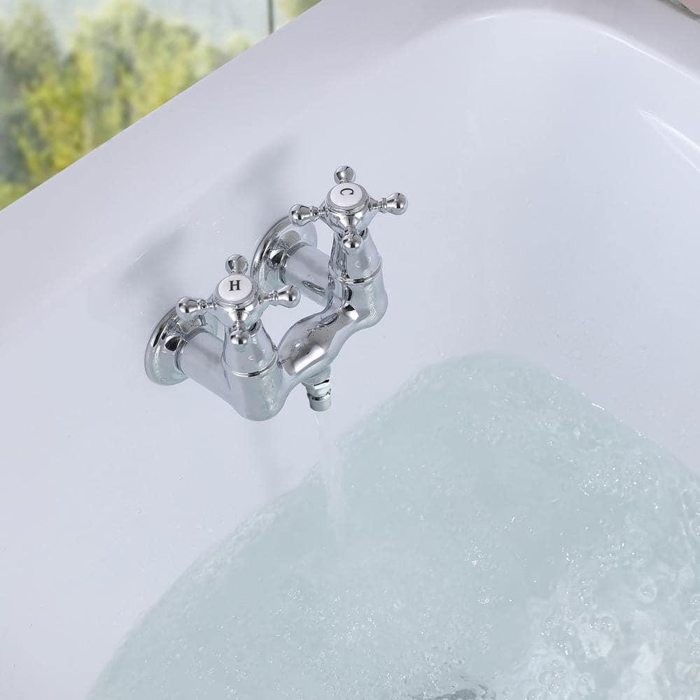 SUMERAIN Wall Mount Tub Faucet Vintage Leg Tub Filler 3-3/8 Inch Center High Flow Chrome
