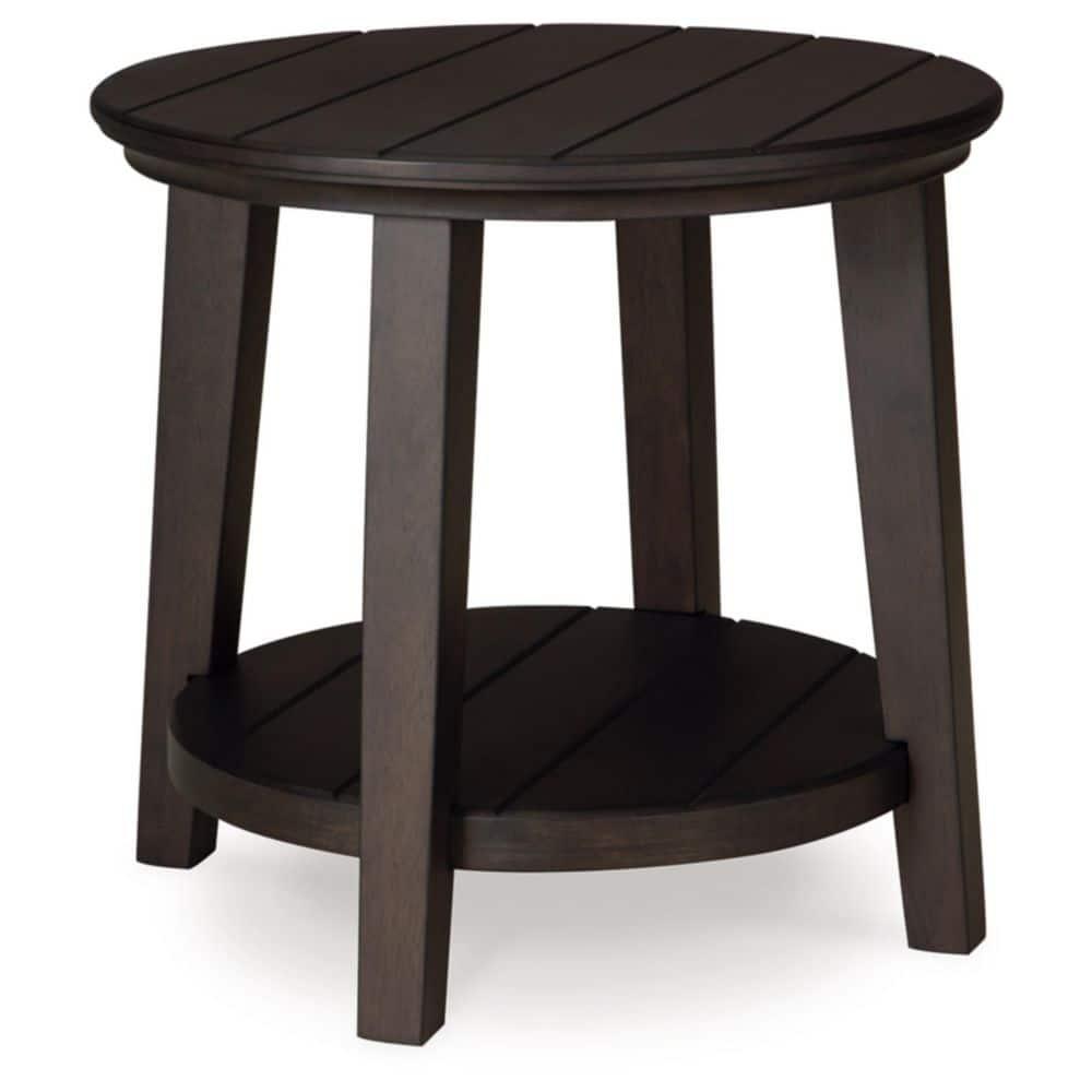 Signature Design by Ashley Celamar Modern Farmhouse End Table with Lower Shelf, Dark Brown