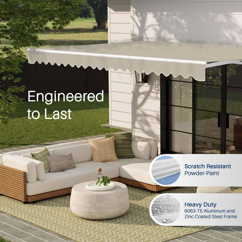 Motorized Retractable White Frame Patio Awning