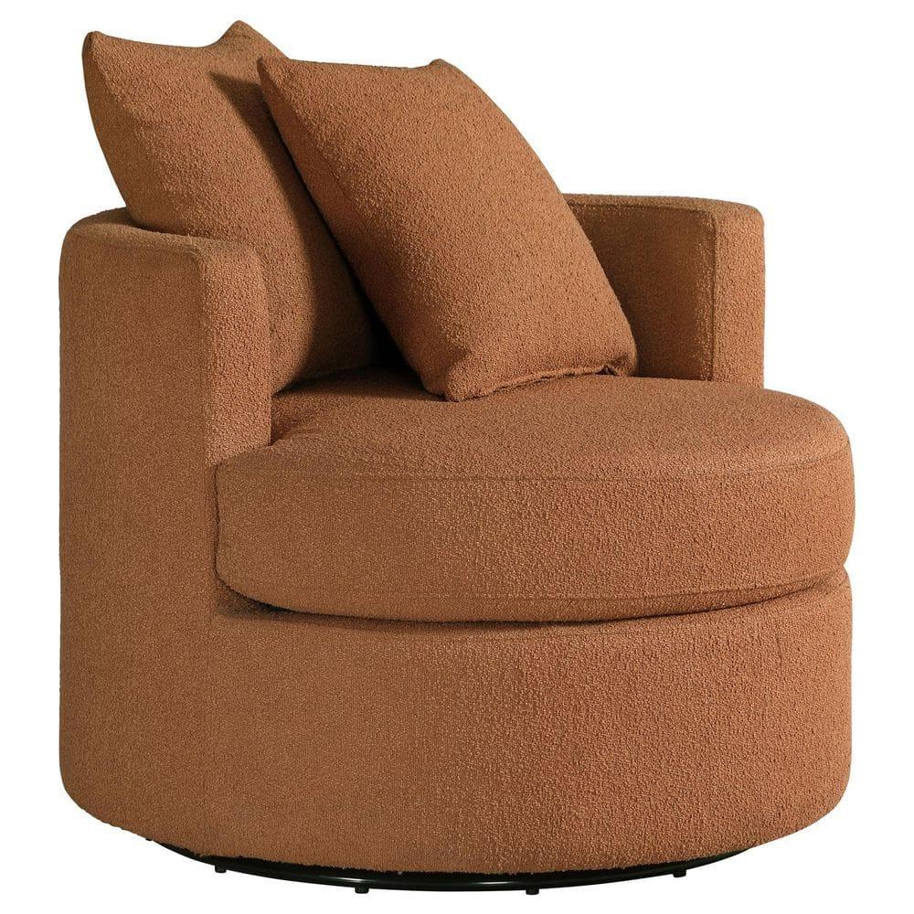 Coaster Debbie Transitional Fabric Upholstered Swivel Accent Chair Burnt Orange