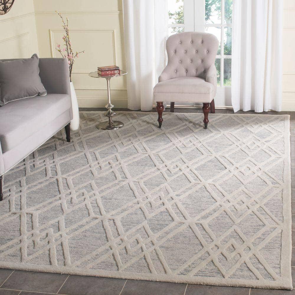 SAFAVIEH Cambridge Rordan Geometric Wool Area Rug, Grey/Ivory, 8' x 10'