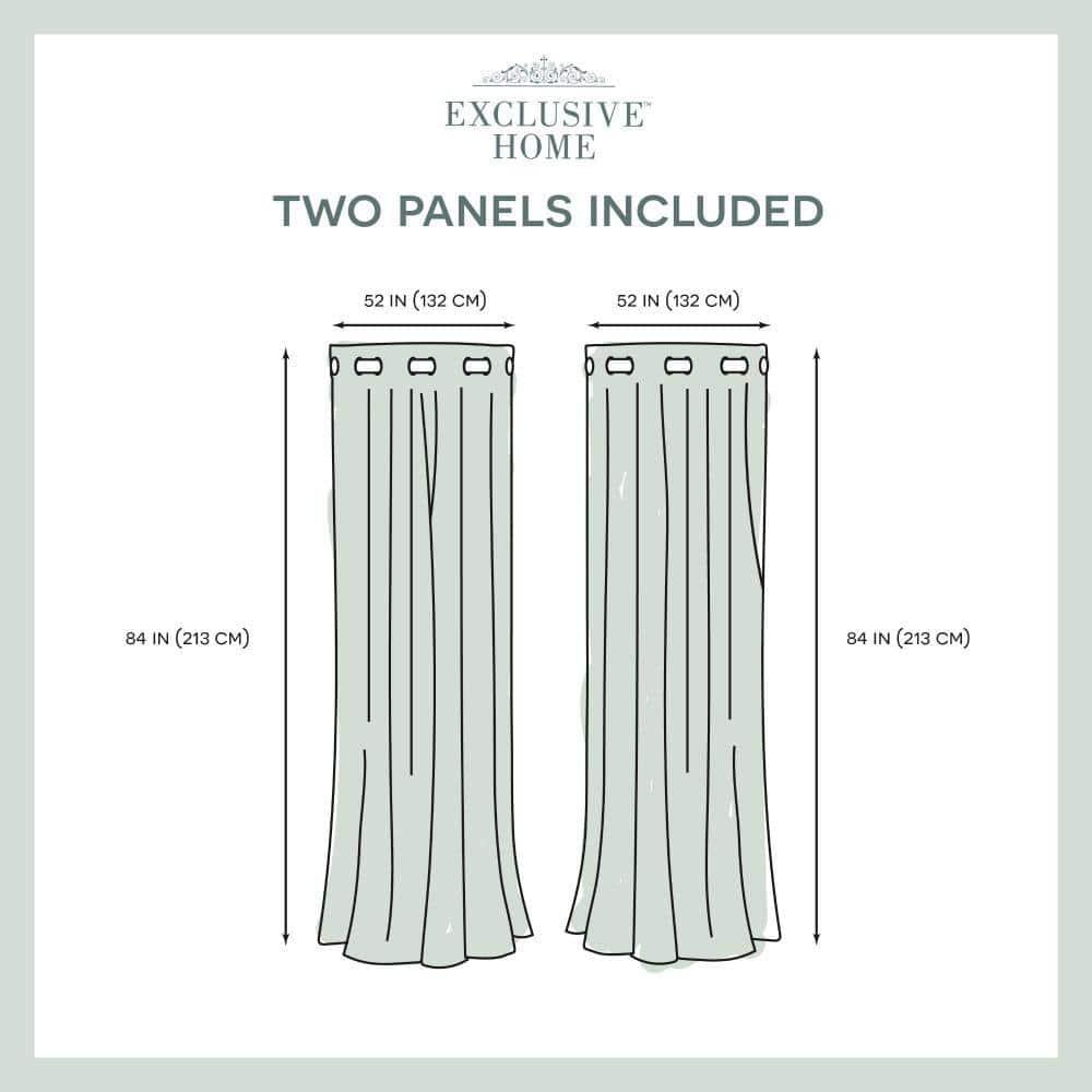 Exclusive Home Sateen Twill Woven Room Darkening Blackout Grommet Top Curtain Panel Pair, 52"x84", Veridian Grey