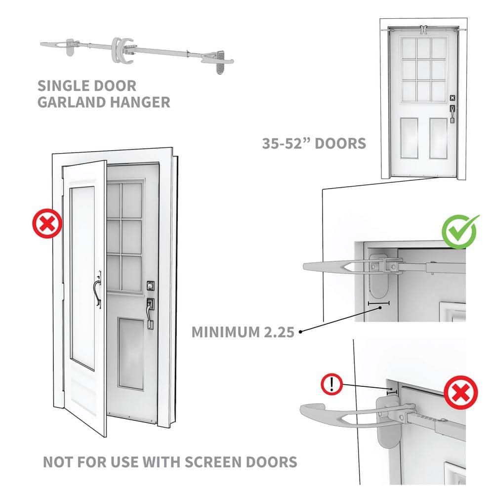 Garland Hanger - Single Door (35-52 Inch Doors) (White)