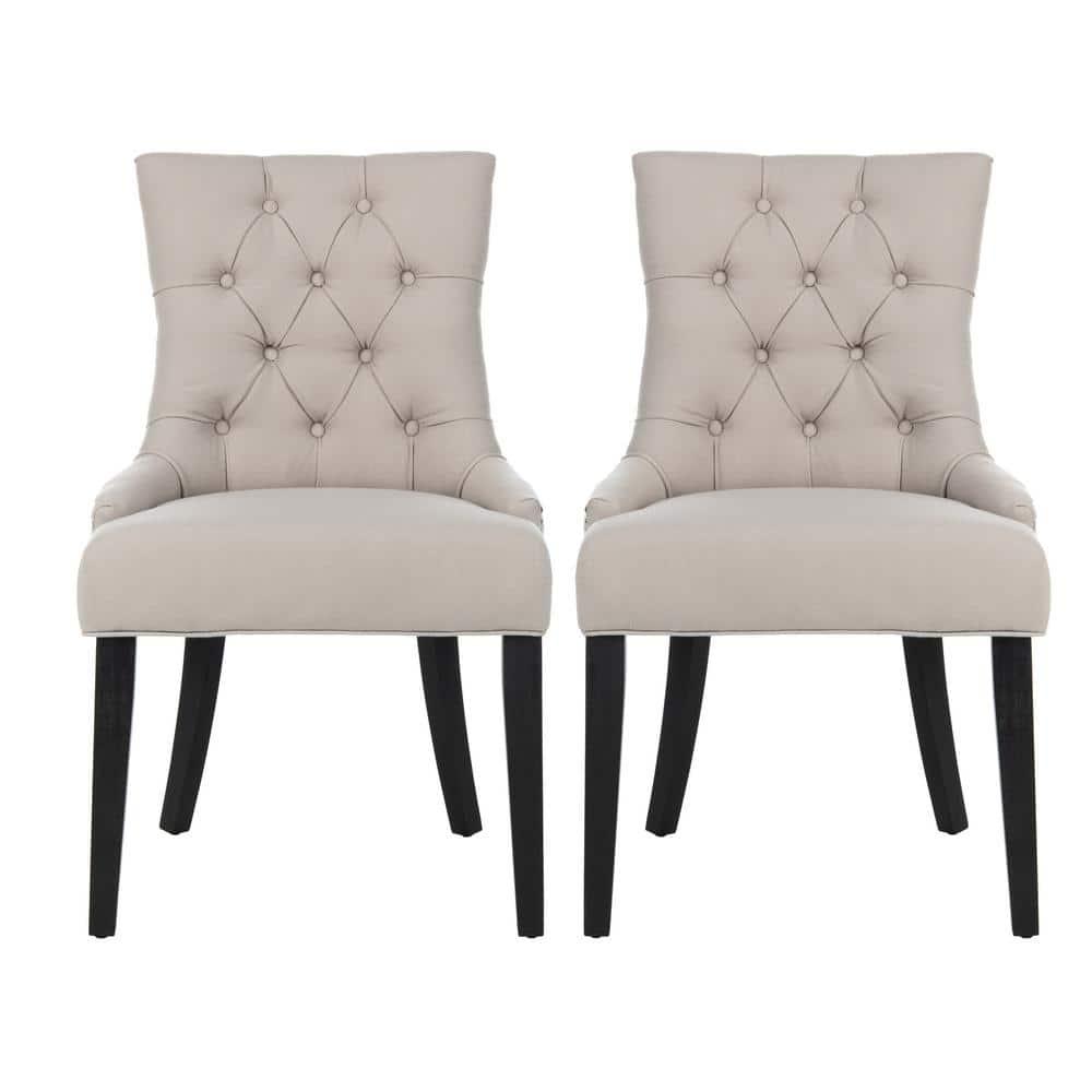 Abby 19''H Tufted Side Chairs (Set Of 2)  Silver Nail Heads - Taupe - Safavieh