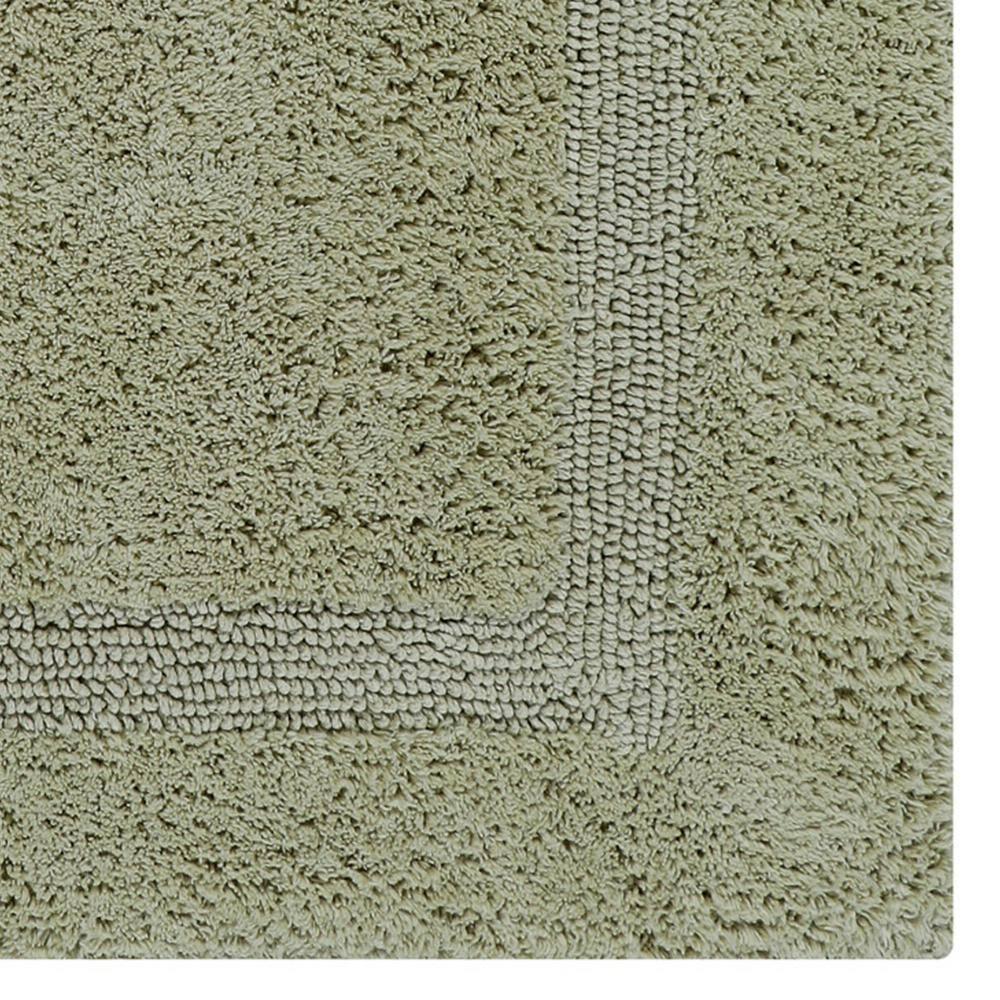 Better Trends Lux 100% Cotton Tufted Solid Reversible Bath Rug Set 2 PC (17" x 24" | 21" x 34") - Sage