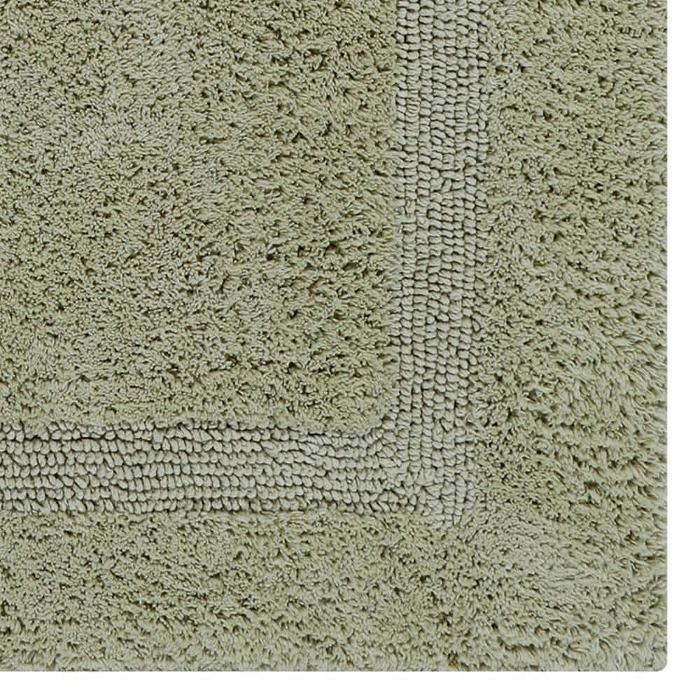 Better Trends Lux 100% Cotton Tufted Solid Reversible Bath Rug Set 3 PC (17" x 24" | 24" x 40" | 20" x 60") - Sage