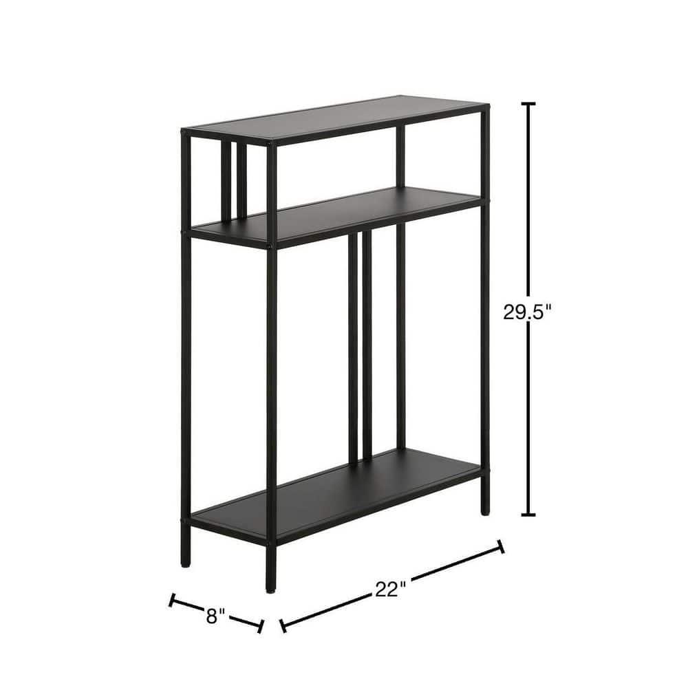 Evelyn&Zoe Cortland 22" Wide Rectangular Console Table with Metal Shelves, Blackened Bronze