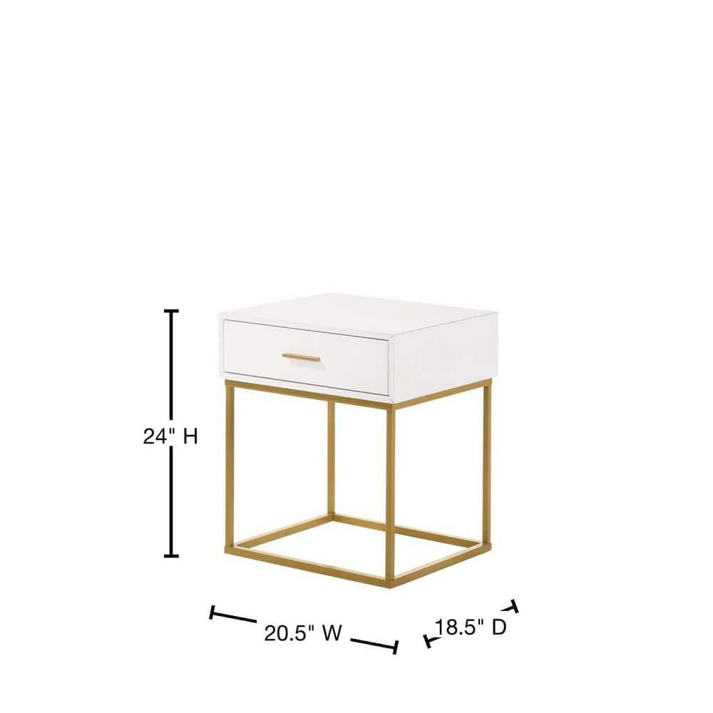 LuXeo LuXeo Catalina One Drawer Nightstand with Mustard Gold Legs