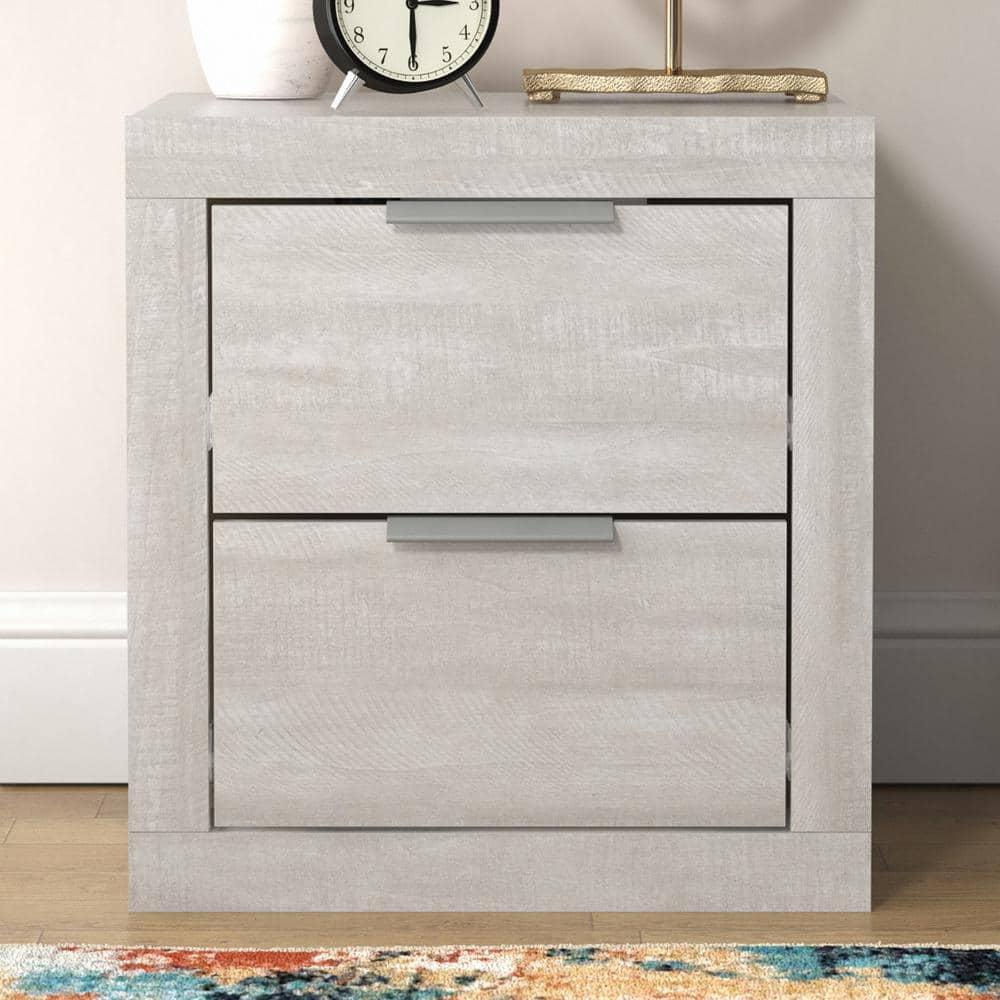 Galano Harlowin 2 Drawer Nightstand - Dusty Grey Oak