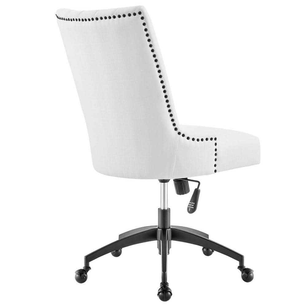 Empower Channel Tufted Fabric Office Chair Black/White - Modway: Armless, with Wheels, Adjustable Height