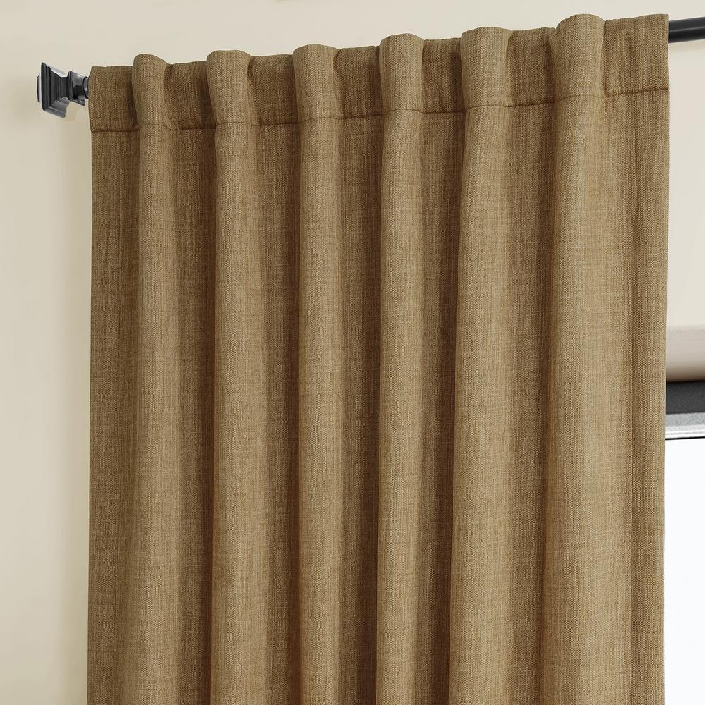 HPD Half Price Drapes Butterscotch Faux Linen Room Darkening Curtains for Bedroom & Living Room Curtains (1 Panel), Door & Window Curtains 120 inches long, 50W X 120L