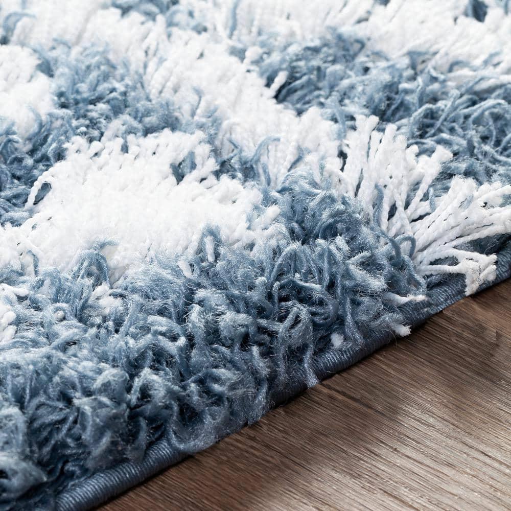 Livabliss Urban Shag Global Moroccan Area Rug,5'3" x 7'3",Denim
