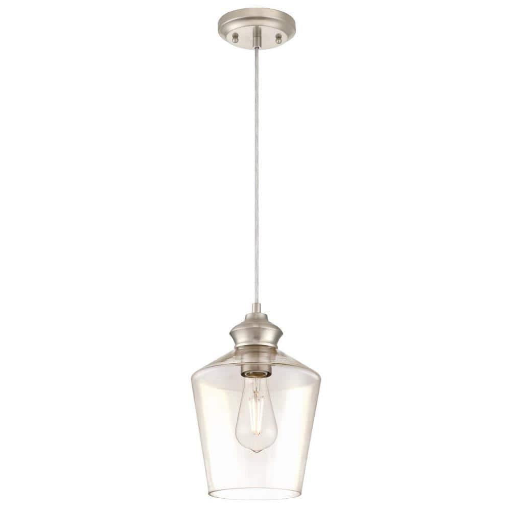 Westinghouse Ramsey Mini Pendant Brushed Nickel Finish Clear Glass