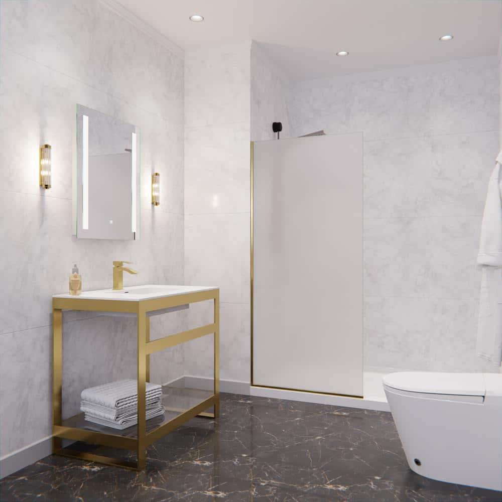 Veil Series 34” W x 74” H Frameless Glass Fixed Shower Screen Shower Door