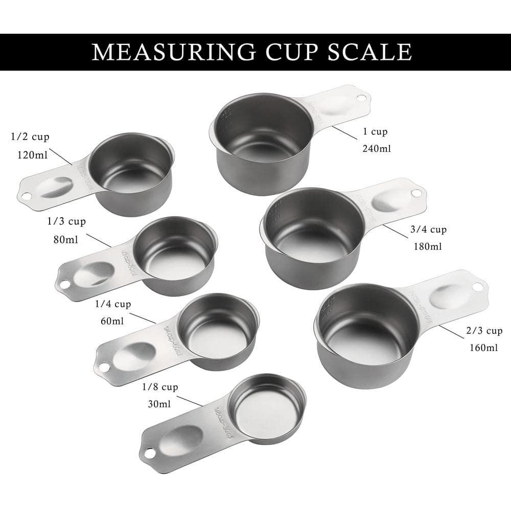 hghfhj  7-Piece Premium Stainless Steel Measuring Cups Set - Accurate  Magnetic  Easy Storage  and Durable for Liquid  Baking  and Kitchen Essentials - Compact and Space-Saving Design