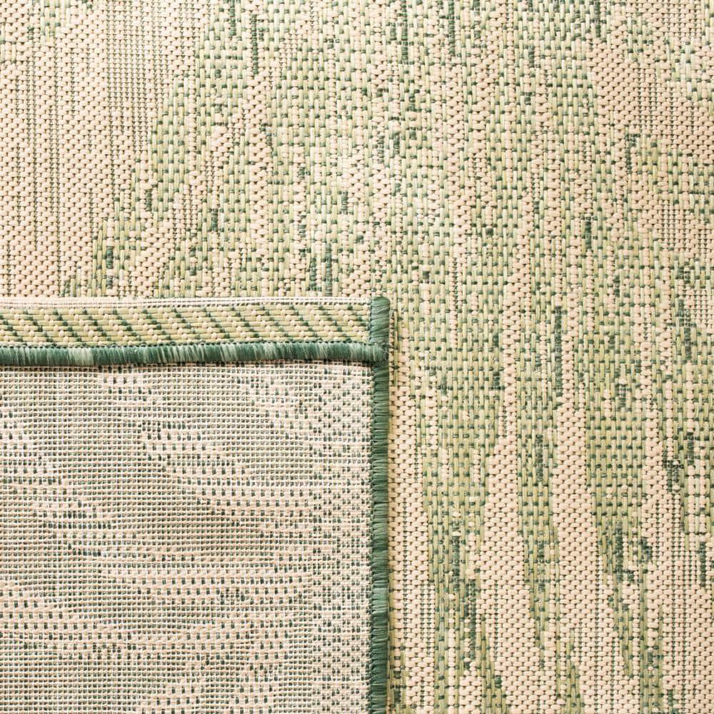 SAFAVIEH Courtyard Padic Botanical Indoor/Outdoor Area Rug, Beige/Green, 9' x 12'