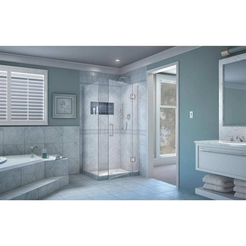 Unidoor-X 29 3/8 in. W x 34 in. D x 72 in. H Frameless Hinged Shower Enclosure
